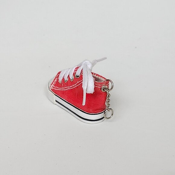 CLASSIC Converse Style Mini Shoe Key Chain RED WHITE Lace Up Shoe - Picture 4 of 5